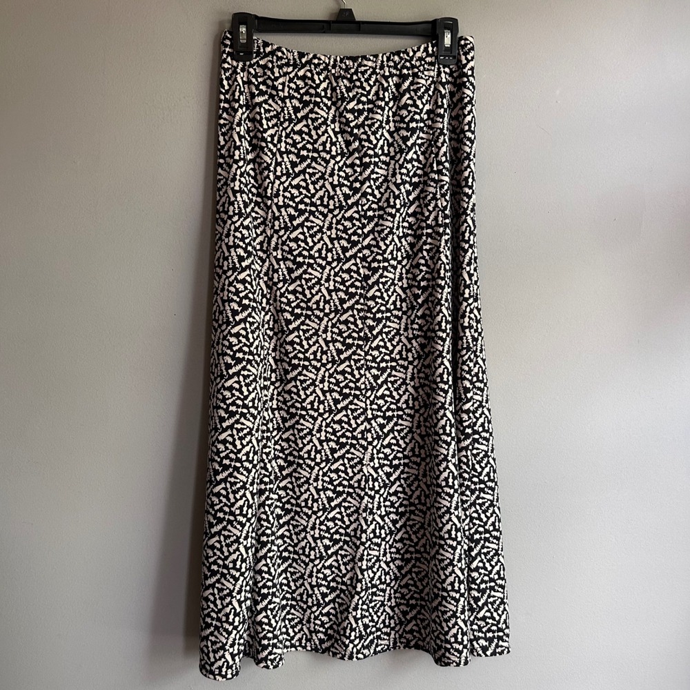 Chico's Black White  Chess Print‎ Maxi Skirt Size 0 Small Elastic Waist USA